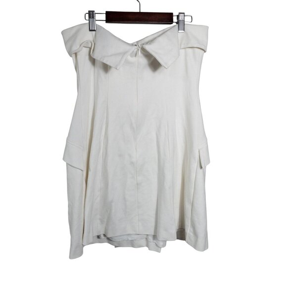 Anthropologie BHLDN Strapless Tuxedo Mini Dress White Bridal SZ M Casual Wedding - Picture 5 of 14